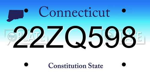 22ZQ598 Connecticut License Plate