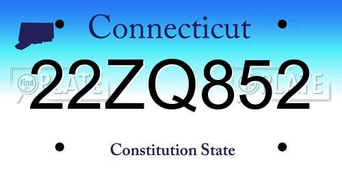 22ZQ852 Connecticut License Plate