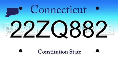 22ZQ882 Connecticut License Plate
