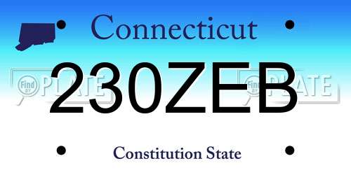 230ZEB Connecticut License Plate