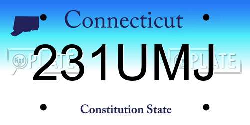 231UMJ Connecticut License Plate