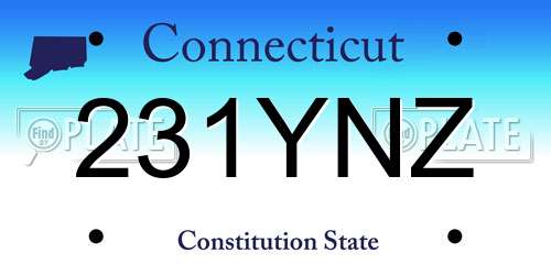 231YNZ Connecticut License Plate