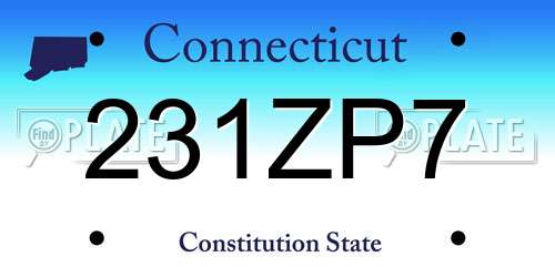 231ZP7 Connecticut License Plate