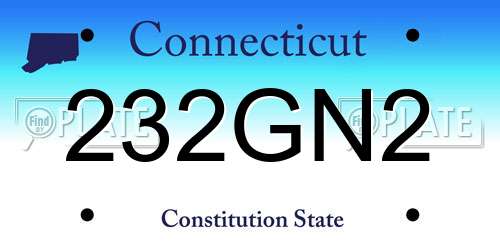 232GN2 Connecticut License Plate