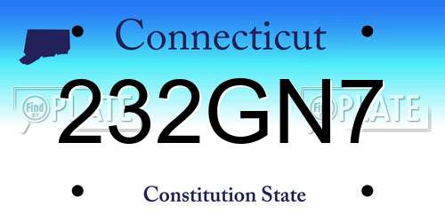 232GN7 Connecticut License Plate