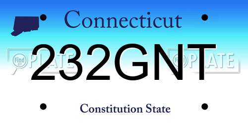 232GNT Connecticut License Plate