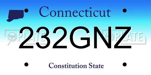 232GNZ Connecticut License Plate