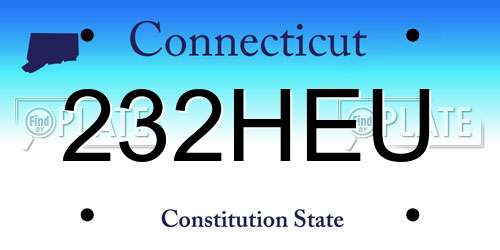 232HEU Connecticut License Plate