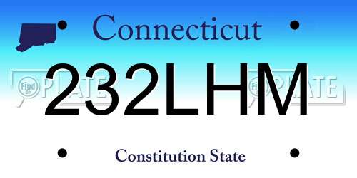 232LHM Connecticut License Plate