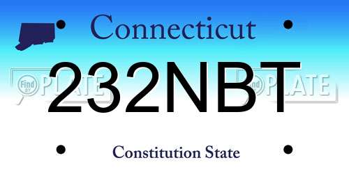 232NBT Connecticut License Plate