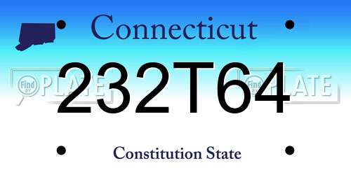 232T64 Connecticut License Plate