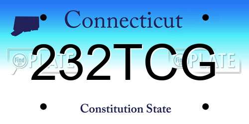 232TCG Connecticut License Plate