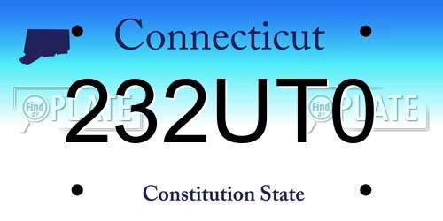 232UT0 Connecticut License Plate