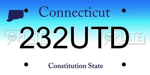 232UTD Connecticut License Plate