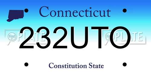 232UTO Connecticut License Plate