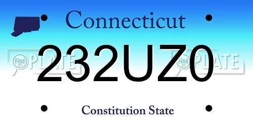 232UZ0 Connecticut License Plate