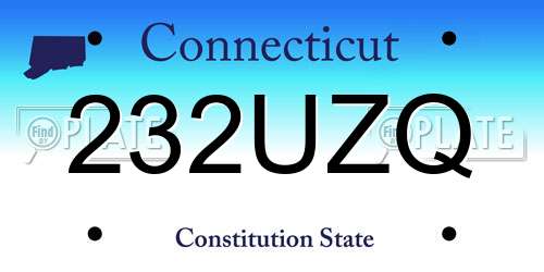 232UZQ Connecticut License Plate