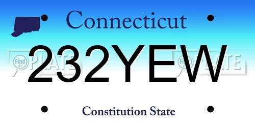232YEW Connecticut License Plate