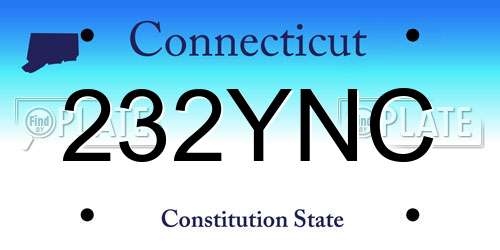 232YNC Connecticut License Plate