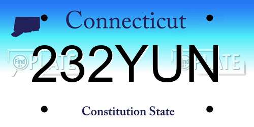 232YUN Connecticut License Plate