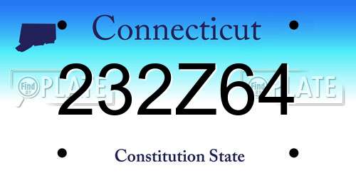 232Z64 Connecticut License Plate