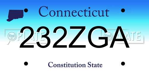 232ZGA Connecticut License Plate