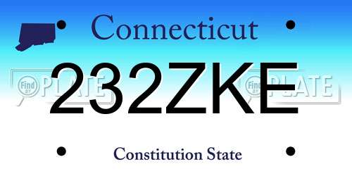 232ZKE Connecticut License Plate