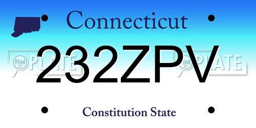232ZPV Connecticut License Plate
