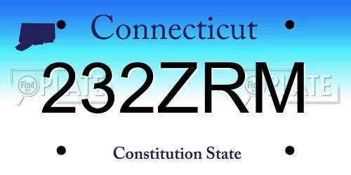 232ZRM Connecticut License Plate
