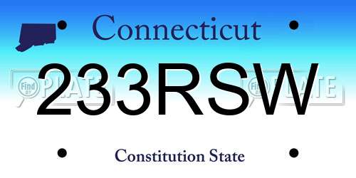 233RSW Connecticut License Plate