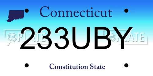233UBY Connecticut License Plate