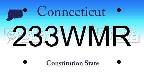233WMR Connecticut License Plate