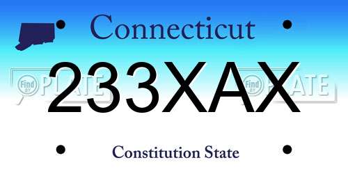 233XAX Connecticut License Plate
