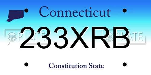 233XRB Connecticut License Plate
