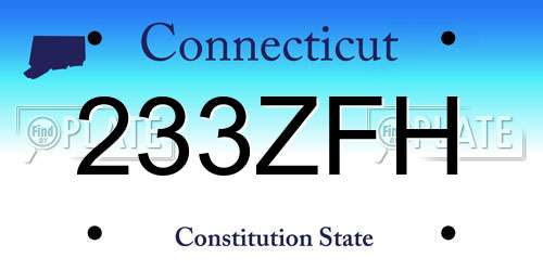 233ZFH Connecticut License Plate