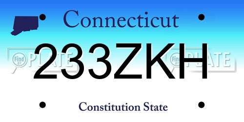 233ZKH Connecticut License Plate