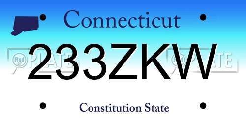 233ZKW Connecticut License Plate