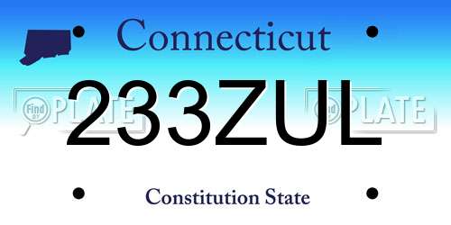 233ZUL Connecticut License Plate