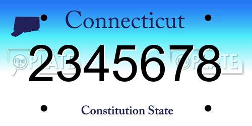 2345678 Connecticut License Plate