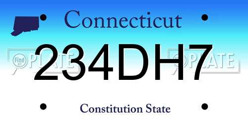 234DH7 Connecticut License Plate