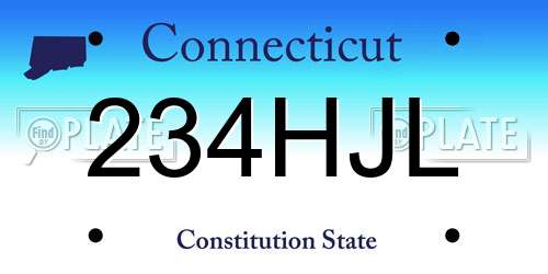 234HJL Connecticut License Plate