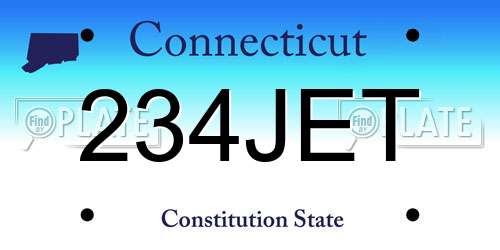 234JET Connecticut License Plate