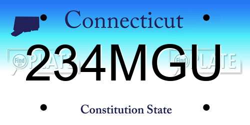 234MGU Connecticut License Plate