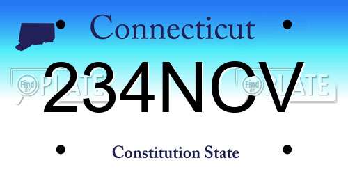 234NCV Connecticut License Plate