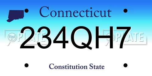 234QH7 Connecticut License Plate