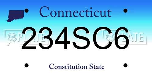 234SC6 Connecticut License Plate