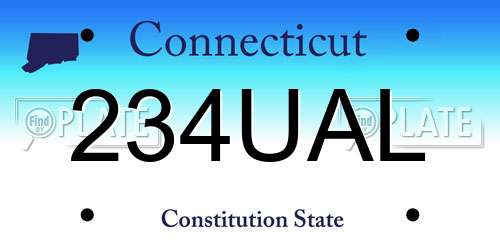 234UAL Connecticut License Plate