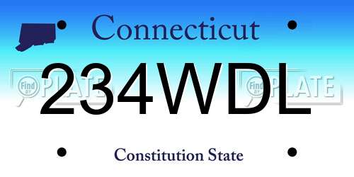234WDL Connecticut License Plate