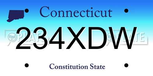 234XDW Connecticut License Plate