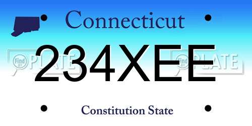 234XEE Connecticut License Plate